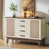 Tribesigns 4 Drawer Dresser, 47.2-Inch Farmhouse Chest of Drawer with 4-Tier Storage Shelves, Wood Dresser Organizer Cabinet for Bedroom Living Room Tribesigns