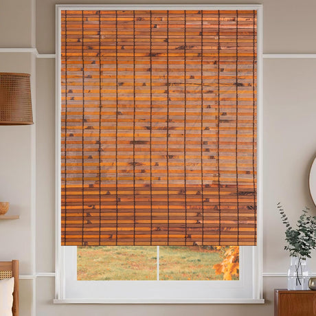 BMBOEUII Cordless Bamboo Roman Shades, Roll Up Bamboo Window Shades for Interior Windows, Home and Garden, Light Filtering Blinds (72''W x 72''H) Bmboeuii