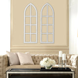 Sintosin Hanging White Wood Arched Window Frame Set of 2, Handmade Distressed Finish Rustic Window Frame Wall Decor, Farmhouse Faux Window Frame Living Room Dining Room Enteyway Hallway Bedroom Sintosin