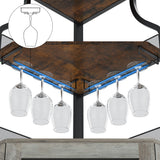 GAOMON Wine Corner Cabinet with Removable Wine Rack, Wine Cabinet and Wine Glass Bar Cabinet with Glass Rack and Mesh Door, Wine Cabinet with Reasonable Functional Partitioning (Retro Brown) GAOMON