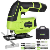 FASTPRO 12V Cordless Jig Saw Kit, Electric Jigsaw with 10pcs Blades & Edge Guide, Included 1.5 Ah Battery, Charger and Storage Case FASTPRO