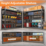63" W Heavy Duty Garage Shelving, 6000LBS Garage Storage Shelves Industrial Shelving Unit, 5 Tier Adjustable Metal Shelving for Basement, Shop, Warehouse, 63" W x 24" D x 71" H Umeiga