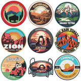 NEGEKFKX 8 Pcs National Park Diamond Art Painting Coasters Kits, Coaster with Holder for Adults, Non-Slip DIY Dot Paint Craft Kits,5D Full Drill DIY Diamond Dot Gem Art Kit Home Decor Arts Craft NEGEKFKX