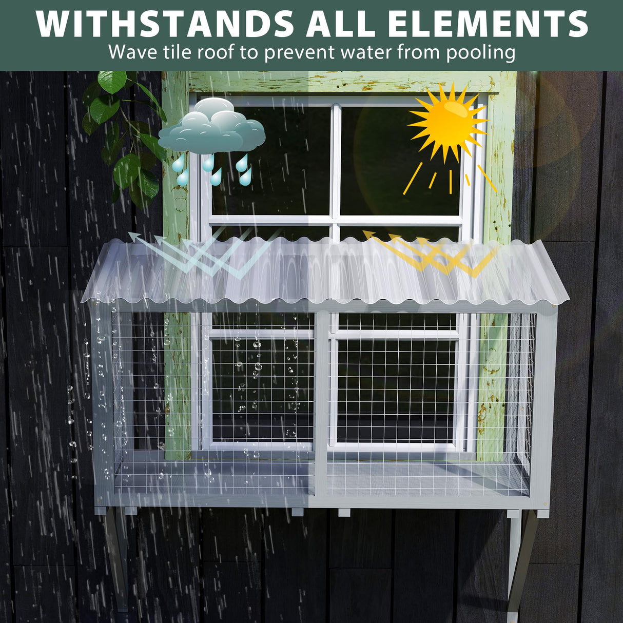 COZIWOW Window Catio, Catio Outdoor Cat Enclosure Window Box, Wooden Cat Window Perch COZIWOW