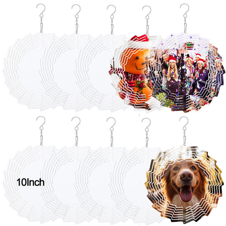 ZhouBoat 10 Inch Sublimation Wind Spinner Blanks, 10 Pack Summer Garden Windmills 3D Flower Aluminum DIY Hanging Sculpture Kinetic Wind Spinners Blanks Heat Press Transfer Decorations ZhouBoat