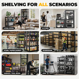 Auto Dynasty 5-Tier Storage Shelves, 72" H Heavy Duty(3000LBS Capacity) Adjustable Garage Shelving, Metal Storage Utility Rack Shelf Unit for Pantry Kitchen Warehouse, 72" H x 35" W x 16" D, Black Auto Dynasty