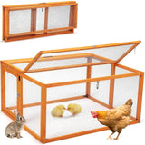 Nyeekoy Portable Chicken Coop Run, Chicken Brooder Box, Foldable Chicken House with Handle, Wooden Chicken Cage with Top & Side Opening Doors, Rabbit Hutch Outdoor Indoor Orange-45 L Nyeekoy