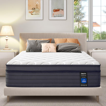 SIMARTH King Size Mattress 12 Inch - Upgrade Strengthen, Memory Foam Hybrid Mattress with Motion Isolation and Pressure Relief, Strong Edge Support, Pocket Spring King Size Mattress in a Box, Medium