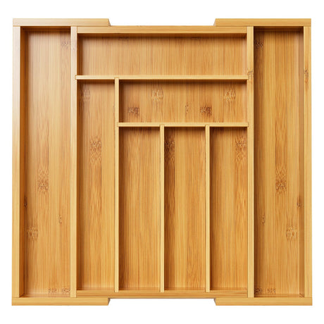 Pipishell Bamboo Expandable Drawer Organizer for Utensils Holder, Adjustable Cutlery Tray, Wood Drawer Dividers Organizer for Silverware, Flatware, Knives in Kitchen, Bedroom, Living Room(M-N) Pipishell
