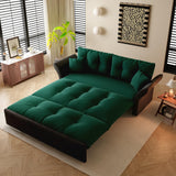 Neylory 74.8" Queen Pull Out Sofa Bed, 3 in 1 Convertible Sleeper Sofa, Velvet Loveseat Couch for Living Room, Apartment, Small Space, Green Neylory
