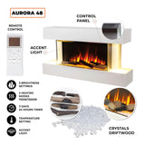 FIREBLAZE Aurora 48” 3-Sided Electric Fireplace with Wall Mount Floating White Mantel Surround 48 inch Wide, Wall Hanging or Freestanding, Heater, Remote Control, Timer and Overheating Protection FIREBLAZE Where Warmth Begins
