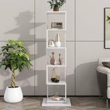 Rotating 360° Display Bookshelf by Rpuzonier - 5 Tier White Storage Rack with Acrylic Plates Rpuzonier