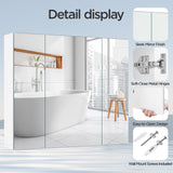 Yaheetech Bathroom Mirror Cabinet with 3 Doors, Wall Mounted Medicine Cabinet with Adjustable Shelf, Storage Cupboard for Living Room, Laundry Room, Mudroom, White Yaheetech