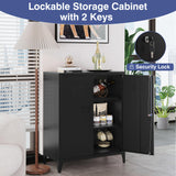 LISSIMO Metal Storage Cabinet,Home Office Cabinet with Doors and Adjustable Shelves,Locking Cabinet with Adjustabl Leg Levelers Assembly Required(Black) LISSIMO