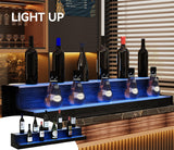 WODRAWER LED Lighted Liquor Bottle Display, 40 Inch 2 Tier Acrylic Bottle Display Rack, Wine Rack Multi-Color Lighting Modes for Home Bar, Party WODRAWER