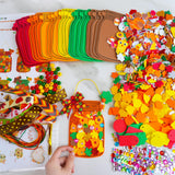 Winlyn 24 Sets Fall Craft Kits DIY Maple Leaf Pumpkin Mason Jar Ornaments Decorations Art Sets Autumn Foam Stickers Easy Thanksgiving Arts and Crafts for Kids Home Classroom Activities Party Favors Winlyn