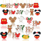 Christmas Decorations Tree Ornaments Set - 24Pcs Wooden Mouse Ornaments for Holiday Christmas Trees Hanging Party Decorations AMUHUA