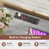 ADORNEVE LED Nightstands Set of 2,Night Stands for Bedrooms Set of 2,Nightstand with Charging Station and LED Lights,Bedside Table with Drawers & USB Ports (Grey) ADORNEVE