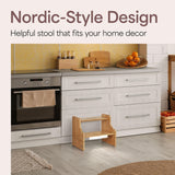 NIFTAKE Kids Step Stool, 250lb Capacity - Sturdy, Safe and Durable, Toddler Step Stool for Toddlers, Bamboo Toddler Stool, Potty Training, Kitchen Wooden Stepping Stool with Auto Light (Natural) NIFTAKE