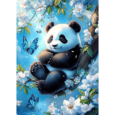 MEIYUDA Panda Diamond Painting Kits for Adults, 5D Flowers Panda Diamond Art Kits for Beginners, DIY Gem Art Crystal Painting for Home Wall Decor and Present 12x16inch