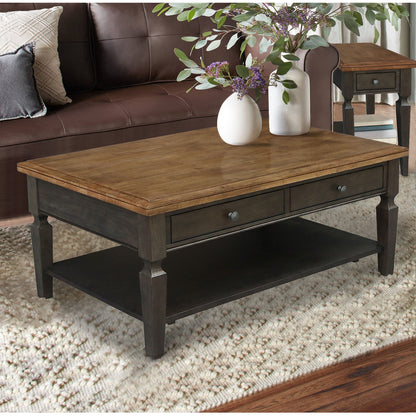 IC International Concepts Vista Coffee Table, 20", Hickory/Washed Coal - WoodArtSupply