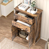 oneinmil Farmhouse Dresser with 2 Drawers, Tall Chest of Drawers Organizer, Rustic Tall Dresser 2 Chest of Drawers, Storage Organizer Dresser for Bedroom, Hallway, Living Room, Kids Room, Brown oneinmil