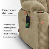 MCombo Dual Motor Power Lift Recliner Chair for Elderly, Lay Flat Lift Chair with Heat and Massage, Extra Wide Lift Recliner for Big People, Cup Holders, Fabric R7897 (Medium-Wide, Beige) MCombo