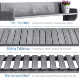 Topeakmart Potting Table Wood Workstation Table w/Sliding Tabletop w/Removable Dry Sink Storage Shelves Outdoor Garden Work Benches Station Planter Bench for Backyard Patio Gray Topeakmart