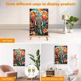 MOGTAA Elephant Paint by Numbers Kit for Adults Beginners with Frame, Flowers Adult Paint by Number Kits on Canvas with Easel, Easy DIY Aniaml Oil Painting Kits for Home Decor, 8x12in MOGTAA