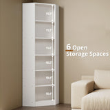 IRONCK Corner Bookshelf and Bookcase with 2 Storage Cabinets and 7 Tier Shelves, 71" Height Storage Shelves Corner Combination, White IRONCK
