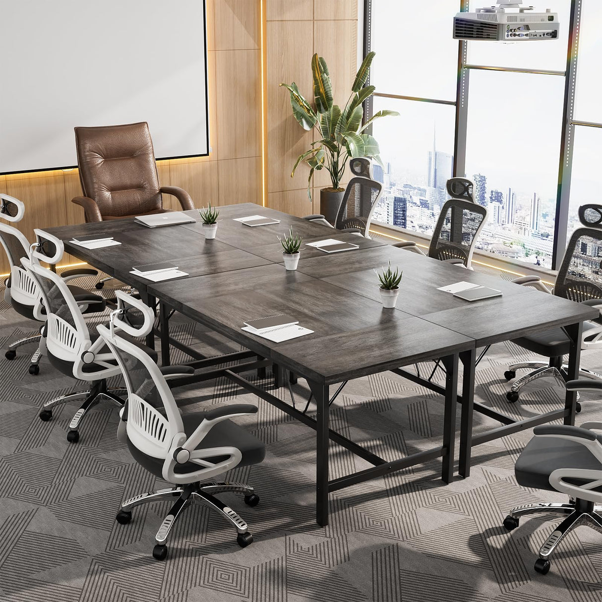 Unikito Large Computer Desk, 63 x 31.5 Inch Long Office Desk, Premium Sturdy 2 Person Desk, 1.4” Thick Study Writing Table, Modern Laptop Computer Table for Home Office Workstation, Black Oak Unikito