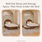 Babyletto Twin Trundle Bed with Storage - GREENGUARD Gold Trundle Storage Frame for Bondi Twin Beds - Fits Standard 5” Mattress - No Box Spring Required - Mattress Sold Separately - Natural Walnut babyletto