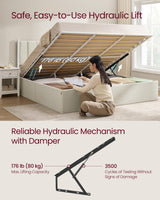 VASAGLE Lift Up Storage Bed Frame King Size, Hydraulic Platform Bed, with Upholstered Headboard, 1100 lb Weight Capacity, No Box Spring Needed, Easy Assembly, Modern, Cappuccino Beige URMB604W01V1 VASAGLE