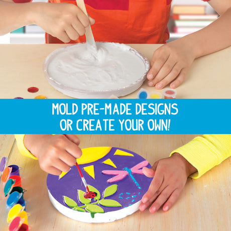 Made By Me Mix & Mold Your Own & Make 4 DIY Personalized Stepping Stones, Great Spring & Summer Weekend Activity, Perfect Keepsake, Birthday Party Idea for Kids Ages 5, 6, 7, 8, 9, Multicolor Made By Me