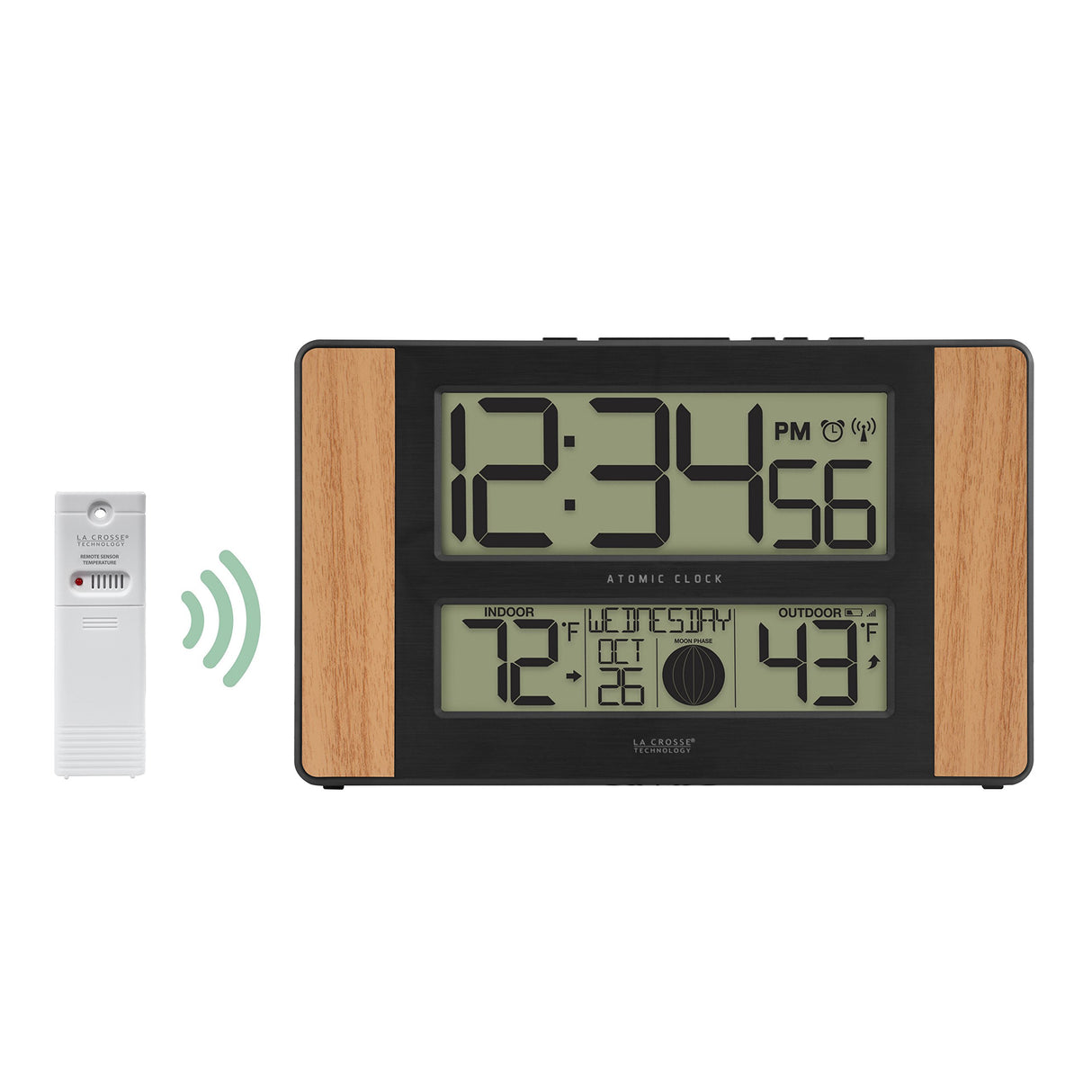 La Crosse Technology Atomic Digital Clock with Outdoor Temperature, Wood Oak, 0 La Crosse Technology
