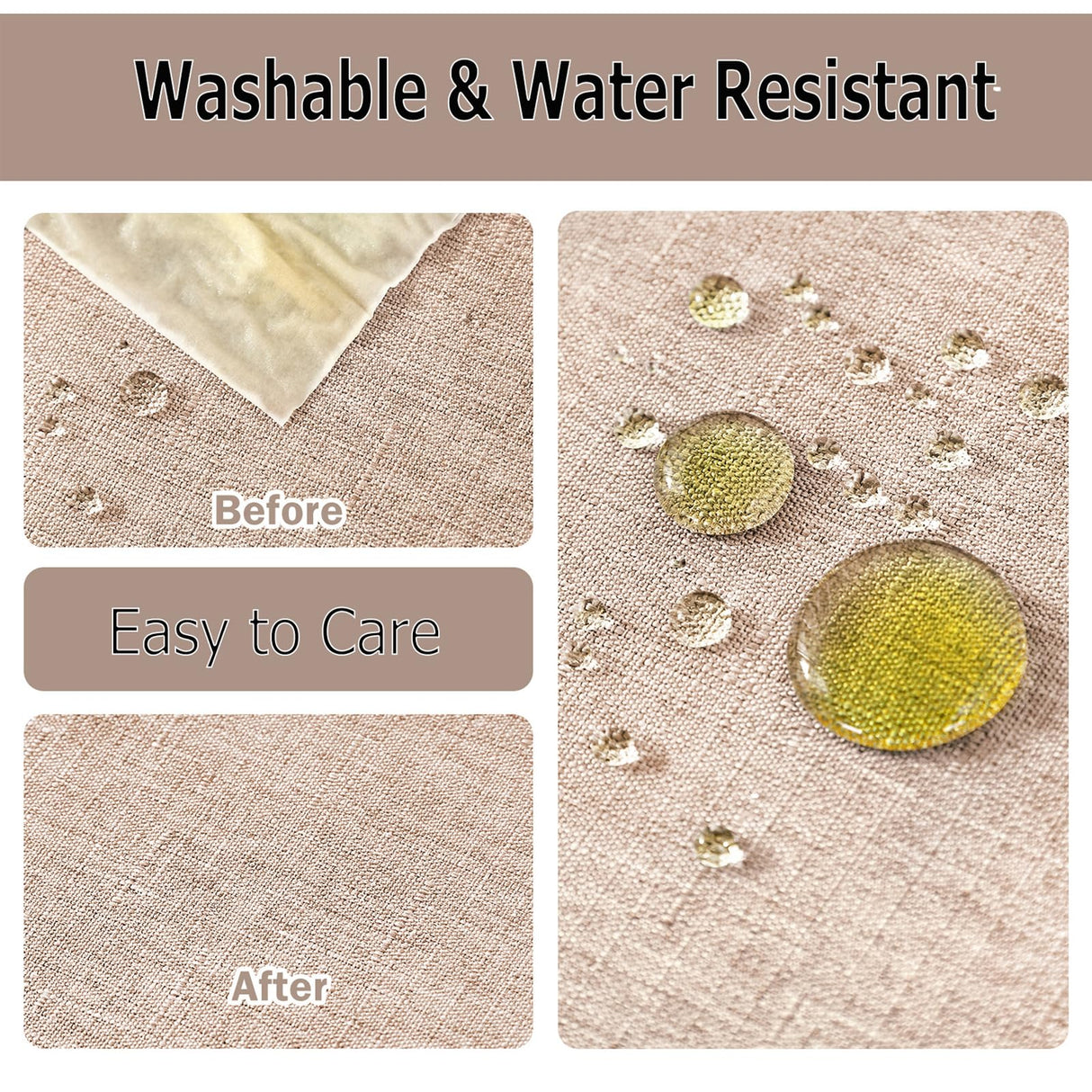 AUSSPVOCT Textured Linen Tablecloth Rectangle 52x70 Waterproof Spill-Proof Wipeable Table Cloth Wrinkle Free Linen Dining Table Cover for Birthday Farmhouse Spring Tablecloths Up to 36‘'X54'' AUSSPVOCT