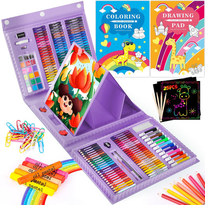 iBayam Stocking Stuffers for Teen Girls, Art Supplies, Arts and Crafts for Kids Ages 8-12, Teens Girls Christmas Gifts, Gifts for 5-12 Year Old Girl, Art Set Case with Trifold Easel, Sketch Pads