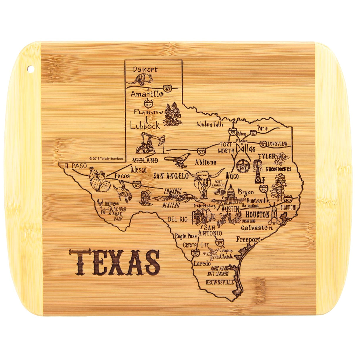 Totally Bamboo A Slice of Life Texas State Serving and Cutting Board, 11" x 8.75" Totally Bamboo