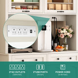 YITAHOME 71" Kitchen Pantry Cabinet with Charging Station, Tall Farmhouse Kitchen Hutch Cabinets with Microwave Stand and Storage, Buffet Pantry Cupboard with Countertop for Dining Room, White YITAHOME