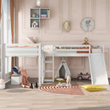 Harper & Bright Designs L-Shaped Loft Bed with Slide, Two Kids loft Bed Built-in Ladders, Wood Twin Loft Bed for Living Room Bedroom (White,Twin loft Bed) Harper & Bright Designs