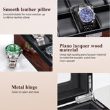 BEWISHOME Watch Box -10 Slot Luxury Wooden Watch Cases for Men Watch Storage with Real Glass Top, Mens Watch Organizer Holder with Removable Pillows, Smooth Faux Leather Interior, Brown SSH10Y BEWISHOME