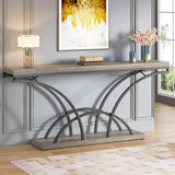 Tribesigns 70.9 Inch Extra Long Console Table for Entryway, Gray Sofa Table with Wood Tabletop, Modern Accent Tables with Half-Moon Shape Legs Tribesigns