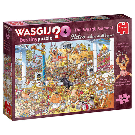 Jumbo, Wasgij, Retro Destiny 4 - The Wasgij Games!, Unique Jigsaw Puzzles for Adults, 1,000 Piece Jumbo