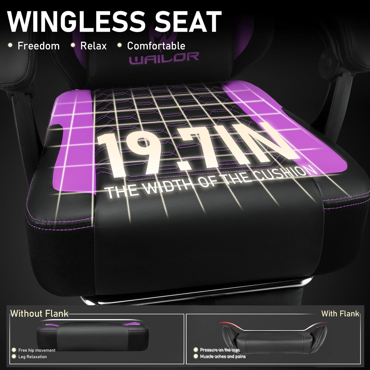 Gaming Chair with Massage and Packet Spring Cushion,Ergonomic Gamer Chairs for Adults with Footrest 300lbs,High Back Gamer Leather Chair with Headrest and Lumbar Support WAILOR