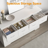 FansaFurn 8 Drawer Dresser, 55" Wide Chest of Drawers with Large Metal Handle, Modern Wood Drawer Organizer for Bedroom, Living Room, Hallway, Closet, White FansaFurn