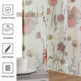 OWENIE Crushed Semi Sheer Curtains 72 Inches Length 2 Panels, Floral Pattern Design Rod Pocket Light Filtering Farmhouse Curtains for Bedroom Living Room, 2 Pieces Total 84 Inch Wide, 72 inch Long OWENIE