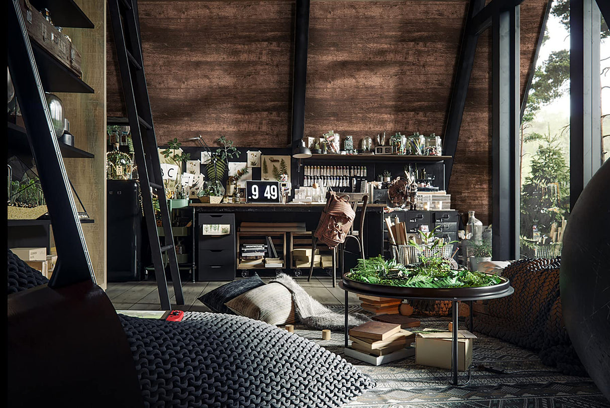 Dimoon Wood Wallpaper Brown Dark Wood Contact Paper Brown Wood Plank Wood Peel and Stick Wallpaper Removable Rustic Wood Grain Self Adhesive Vintage Distressed Texture Desk Vinyl Roll17.7"x78.7'' Dimoon