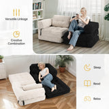 Airynee Convertible Folding Sofa Bed, L- Shaped Sleeper Chair Bed with Armrest and Pillow, Fold Out Sleeper Sofa, Comfortable Floor Couch for Small Spaces/Living Room/Bedroom, Single, Black Airynee