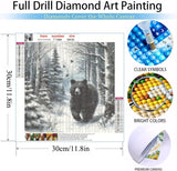 MOMDEDP Diamond Painting Kits for Adults -Forest Bear DIY 5D Diamond Art Kits Full Drill Winter Diamond Dots Paintings with Diamonds Gem Art and Crafts for Beginners Home Decor 12x12inch Animal MOMDEDP