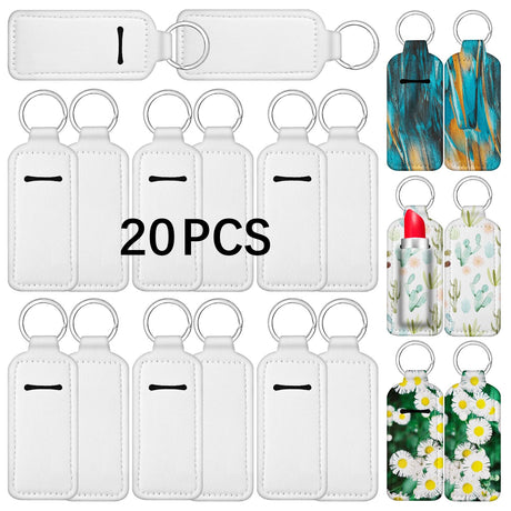Anpuimult 20 PCS sublimation chapstick holder blanks，bulk sublimation chapstick holder，chapstick holder keychain blank DIY Crafts sublimation blanks products Anpuimult